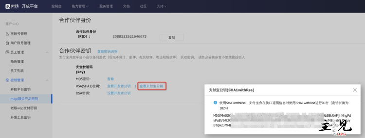 支付宝公钥在哪里看